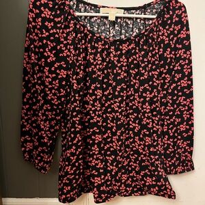 Michael Kors Black and Pink Floral Blouse
